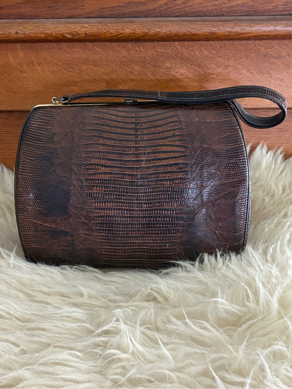 Vintage 50’s Authentic Tegu Lizard Skin Satchel Bag
